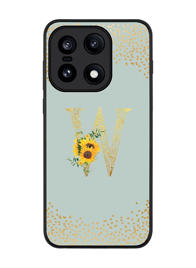 For OnePlus 15 Case,Slim fit Camera Protection, Shockproof Thin Phone cover  - Custom Floral Monogram - W  (Light Grey )